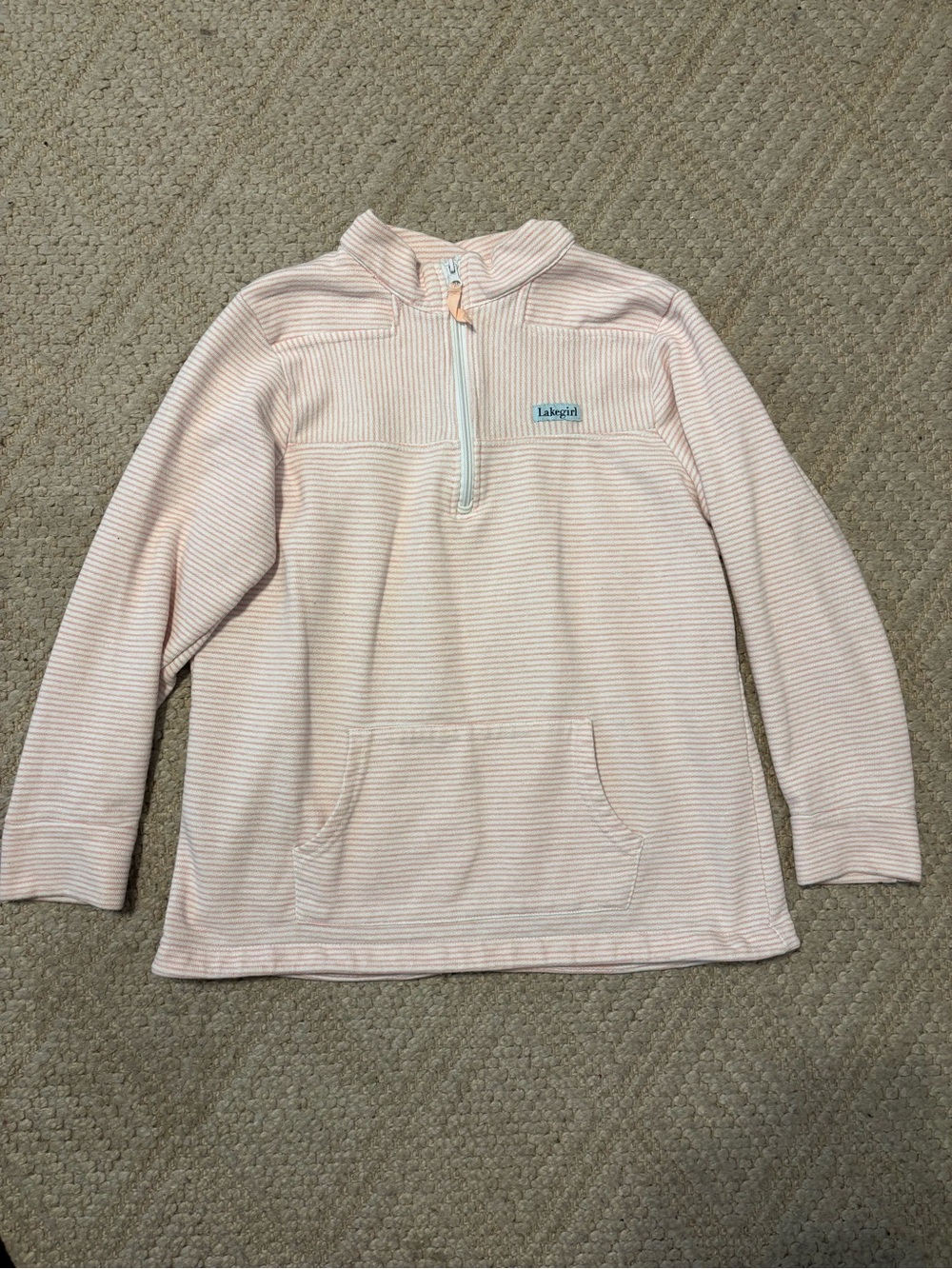 Lakegirl Pink Stripe Quarter-Zip Pullover Hoodie